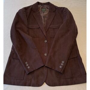 Pronto Uomo Men's Brown Faux Suede Safari Jacket Blazer Size L Four Pocket